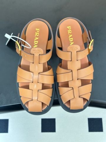 SANDAL NỮ PRD PHONG CÁCH FISHERMAN DA BÒ ĐAN RỖNG, ĐẾ PLATFORM 25MM CÁ TÍNH