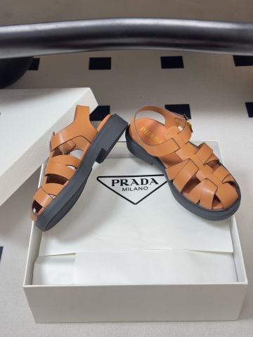 SANDAL NỮ PRD PHONG CÁCH FISHERMAN DA BÒ ĐAN RỖNG, ĐẾ PLATFORM 25MM CÁ TÍNH
