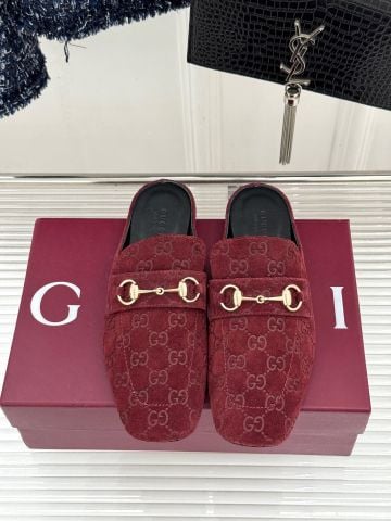 GIÀY SỤC NỮ GC HORSEBIT GG SUEDE DÁNG MULE ĐẾ BỆT PHONG CÁCH THƯ GIÃN SANG TRỌNG