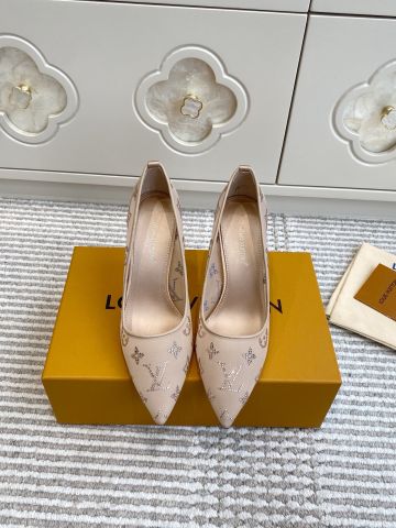 GIÀY CAO GÓT NỮ L V GALA LƯỚI MONOGRAM ĐÍNH ĐÁ MŨI NHỌN 7,5CM / 9,5CM