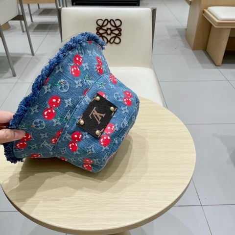 MŨ BUCKET UNISEX L*V  DENIM CHERRY MONOGRAM – BẢN MÀU MỚI NỔI BẬT