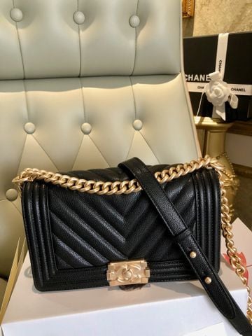 Túi xách nữ CHNEL* Boy Chevron da caviar – Phiên bản Premium Haute 25cm