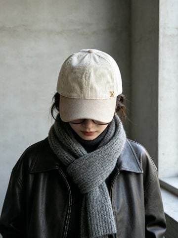 MŨ LƯỠI TRAI L V UNISEX – CORDUROY PHỐI DA, PHONG CÁCH RETRO