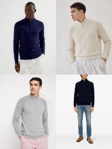 ÁO LEN NAM BC* NỬA CỔ ZIP – DỆT MẬT ĐỘ 6 LỚP