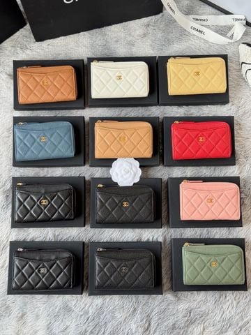 VÍ THẺ NAM NỮ CN DÁNG MINI CHẦN CARO SANG GỌN – LOGO KIM LOẠI TINH XẢO