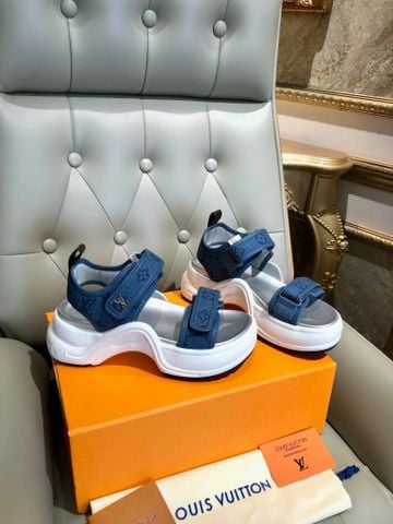 SANDAL NỮ L V ARCHLIGHT DENIM MONOGRAM ĐẾ WAVE PLATFORM 5CM