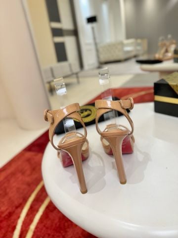SANDAL CAO GÓT NỮ LBT FANNYLOVE ALTA 120 DA BÊ BÓNG MŨI NHỌN GÓT ĐIÊU KHẮC 12CM