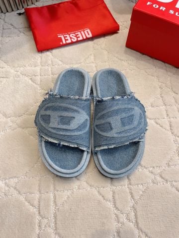 DÉP NỮ DS DENIM WASH LOGO D NỔI VIỀN TUA RUA ĐẾ DÀY CÁ TÍNH