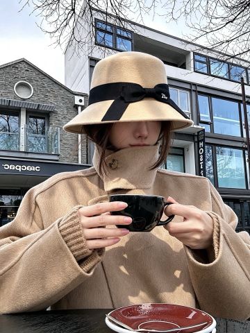 MŨ CLOCHE NỮ D R FLAT-TOP – NỈ LEN AUSTRALIA, NƠ GROSGRAIN
