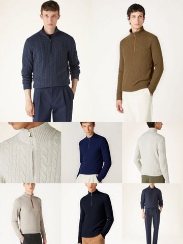 ÁO LEN NAM LP* CỔ CAO 1/2 ZIP – DỆT CABLE DÀY MỊN, ẤM NHẸ THU-ĐÔNG