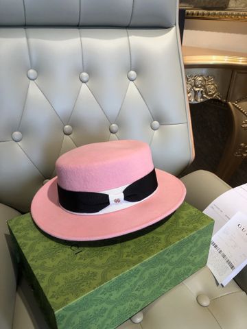 MŨ NỮ GUCC* MỎNG DẠ VÀNH PHẲNG HỒNG NƠ ĐEN