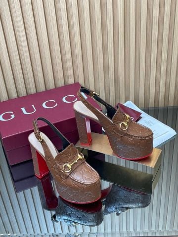 SANDAL CAO GÓT NỮ GC DÁNG LOAFER HORSEBIT DẬP GG – ĐẾ PLATFORM TÔN DÁNG