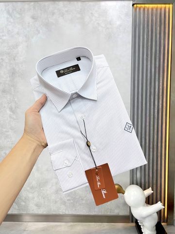 SƠ MI NAM L P PINSTRIPE COTTON SHIRT – VẢI COTTON KẺ SỌC MẢNH, THÊU MONOGRAM NGỰC