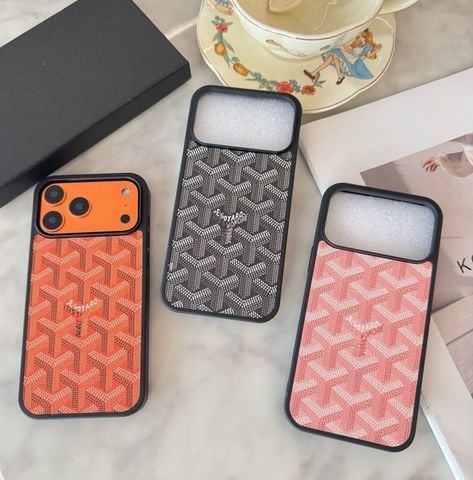 ỐP LƯNG IPHONE G Y GOYARDINE PATTERN – VIỀN BẢO VỆ CAMERA, KHUNG CHỐNG VA ĐẬP
