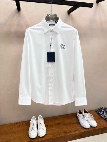 SƠ MI NAM L V COTTON Ý CAO CẤP – THÊU SCRIPT LOGO TINH XẢO, PHOM DÀI TAY LỊCH LÃM