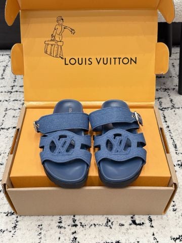 SANDAL NAM NỮ L V SUNSET FLAT COMFORT PHỐI DENIM HAI QUAI ĐIỀU CHỈNH