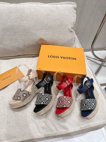 Sandal nữ đế xuồng cói L*V  Maya Platform