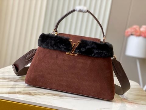 TÚI XÁCH NỮ L V CAPUCINES MM SOUPLE PHIÊN BẢN COZYGRAM VIỀN LÔNG SANG TRỌNG