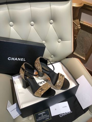 SANDAL CAO GÓT CN QUAI XÍCH VÀNG ANH KIM LOGO SANG TRỌNG ĐẲNG CẤP