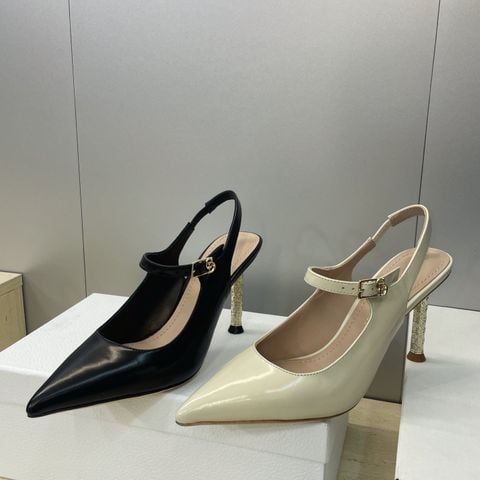 GIÀY CAO GÓT NỮ DR ICON MŨI NHỌN QUAI NGANG CD LOGO – GÓT MẢNH CHẠM KHẮC ẤN TƯỢNG 9CM