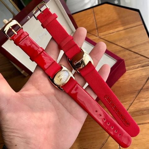 ĐỒNG HỒ NỮ FER* MẶT OVAL ĐÍNH KIM CƯƠNG DÂY ĐỎ SANG TRỌNG