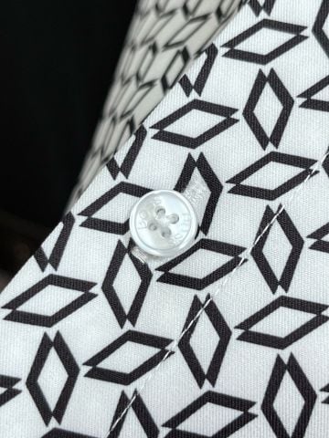 SƠ MI NAM B O S S HỌA TIẾT GEOMETRIC MONOGRAM – VẢI COTTON SƠ MI NHẬP Ý, PHOM DÀI TAY LỊCH LÃM