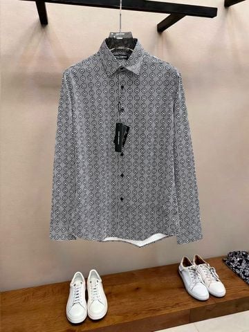 ÁO SƠ MI NAM D G MONOGRAM GEOMETRIC PRINT – COTTON SƠ MI CAO CẤP, HOẠ TIẾT LOGO TOÀN THÂN SANG NỔI BẬT