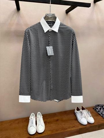 ÁO SƠ MI NAM T F HOẠ TIẾT MICRO GEOMETRIC – CỔ TRẮNG TƯƠNG PHẢN, CHẤT COTTON SHIRTING DỆT MỊN