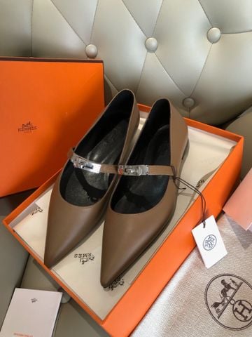 Giày nữ Herme*s – Eclair Kelly mũi nhọn da bê phiên bản cao cấp nhất