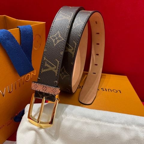 THẮT LƯNG NỮ L V MONOGRAM CANVAS 3CM MẶT KHÓA BO TRÒN SANG TRỌNG