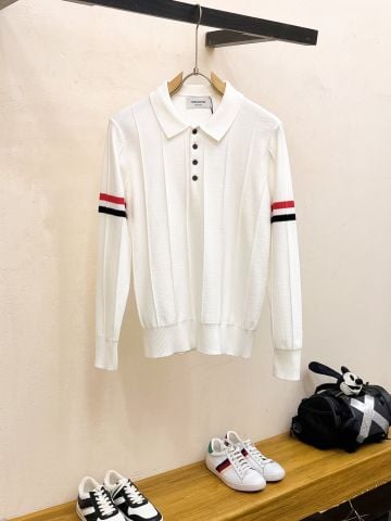 ÁO LEN POLO NAM TB* DÁNG CỔ BẺ SỌC TAY SIGNATURE – PHOM GỌN SANG, DỄ PHỐI