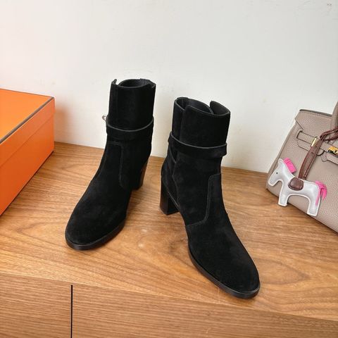 BOOT NỮ HERM*  DA LỘN NÂU GÓT VỪA