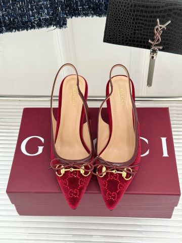 GIÀY CAO GÓT NỮ G C HORSEBIT SLINGBACK DA LỘN ĐÍNH PHA LÊ – GÓT 8.5CM