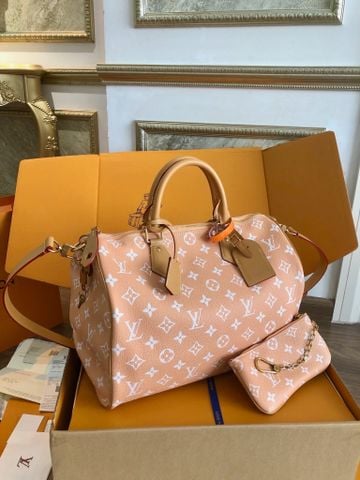 TÚI XÁCH NAM NỮ L*V SPEEDY BANDOULIÈRE 40 – MONOGRAM LEATHER MÀU PEACH
