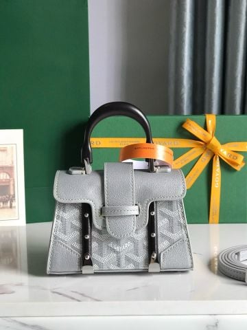 TÚI XÁCH NỮ Goyard* SAÏGON NANO TRÀ XÁM – TAY CẦM GỖ, SIZE MINI SANG XỊN