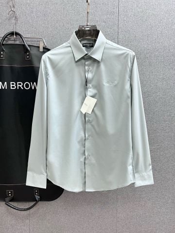ÁO SƠ MI NAM B L M N COTTON TWILL NHẬP Ý, THÊU SCRIPT LOGO TON-SUR-TON SANG TRỌNG