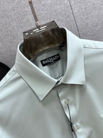 ÁO SƠ MI NAM B L M N COTTON TWILL NHẬP Ý, THÊU SCRIPT LOGO TON-SUR-TON SANG TRỌNG