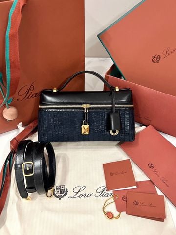 TÚI XÁCH NỮ L P EXTRA BAG L23 SILK WEAVE – PHOM HỘP MINI PHỐI DA BÊ, CHARM Ổ KHÓA 3D & DÂY ĐEO THÁO RỜI