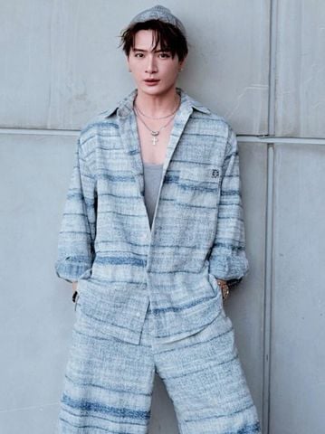 ÁO SƠ MI NAM L W DENIM COTTON JACQUARD 450G – HỌA TIẾT TEXTURE THÊU ANAGRAM