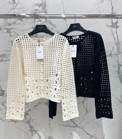 ÁO CARDIGAN NỮ C L – PHOM LỬNG CỔ TRÒN, DỆT CROCHET OPENWORK PHỐI HOA NỔI