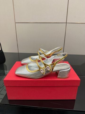 GIÀY CAO GÓT HỞ GÓT NỮ FGM DÁNG SLINGBACK PHỐI DA DẬP VÂN – QUAI NAPPA ĐÍNH ĐÁ SANG TRỌNG