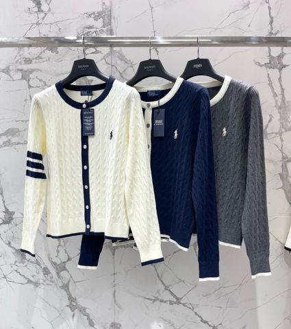 ÁO CARDIGAN NỮ P R L – CABLE-KNIT LEN WOOL, VIỀN TƯƠNG PHẢN PHONG CÁCH OLD MONEY