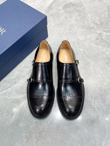 GIÀY NAM Di*or* MONK STRAP DA BÒ ĐEN CỔ ĐIỂN