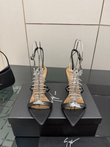 SANDAL CAO GÓT NỮ GZ THE SLIM FISHBONE ĐÍNH ĐÁ PHA LÊ GÓT NHỌN 10.5CM HÀNG ĐỘC