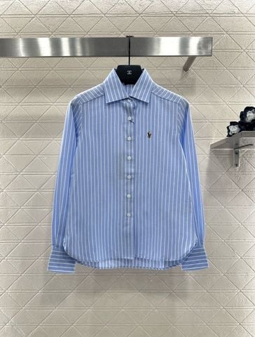 ÁO SƠ MI NỮ RL SỌC DỌC DỆT TWILL COTTON – THÊU BIỂU TƯỢNG TRƯỚC NGỰC