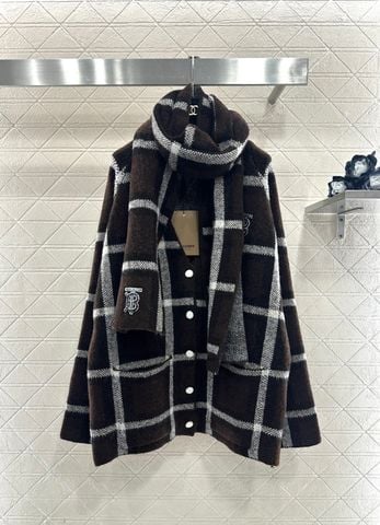 ÁO KHOÁC LEN NỮ BBR PHỐI KHĂN QUÀNG CARO