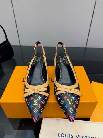 GIÀY CAO GÓT NỮ L V 6AM SLINGBACK MONOGRAM MULTICOLOR NƠ DA MŨI NHỌN GÓT 5.5CM
