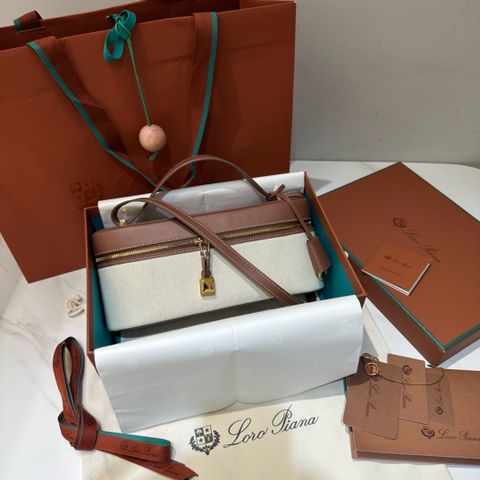 TÚI XÁCH NỮ LP EXTRA VẢI COTTON LINEN NÂU KEM THANH LỊCH