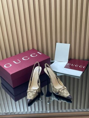 GIÀY CAO GÓT NỮ GC DEMNA HORSEBIT GG CANVAS SLINGBACK PUMP GÓT 10.5CM