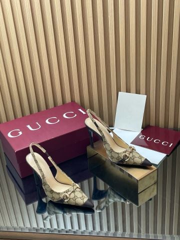 GIÀY CAO GÓT NỮ GC DEMNA HORSEBIT GG CANVAS SLINGBACK PUMP GÓT 10.5CM